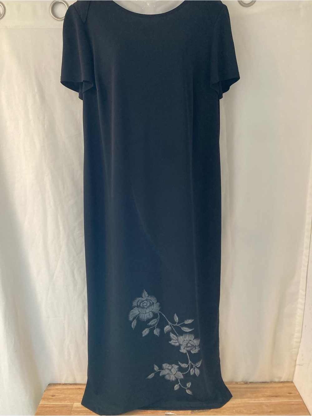 Addition Elle Black Maxi Dress Floral Embroidered Hem Plus Size 14W